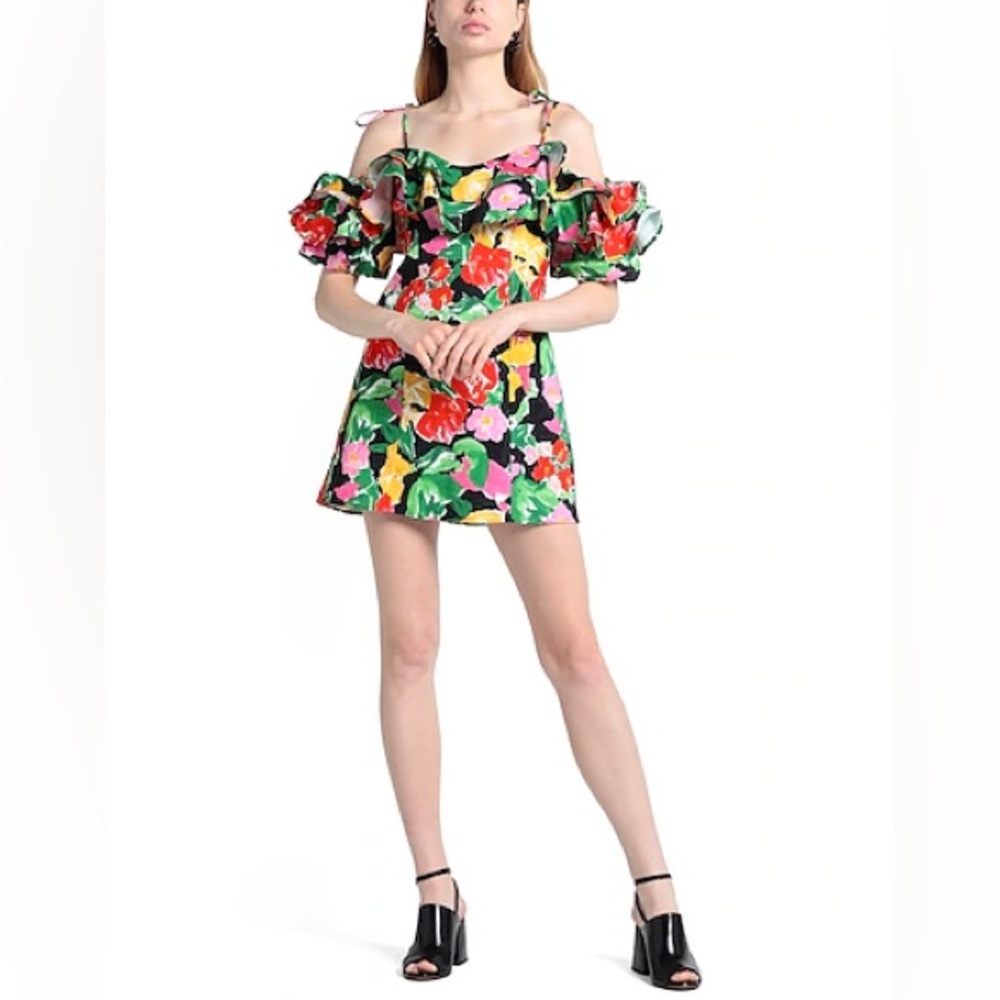 TOPSHOP Floral Ruffle Mini Dress / Tropical / Romantic / Floral / 8 / Summer